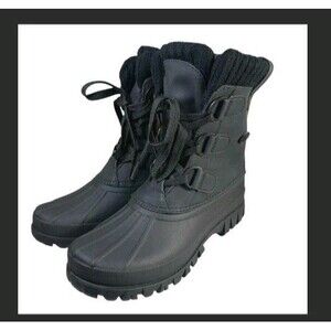 Lugz Marquette Boots Women's Size 7 Onyx Black Knit Collar Faux Fur Lining NIB